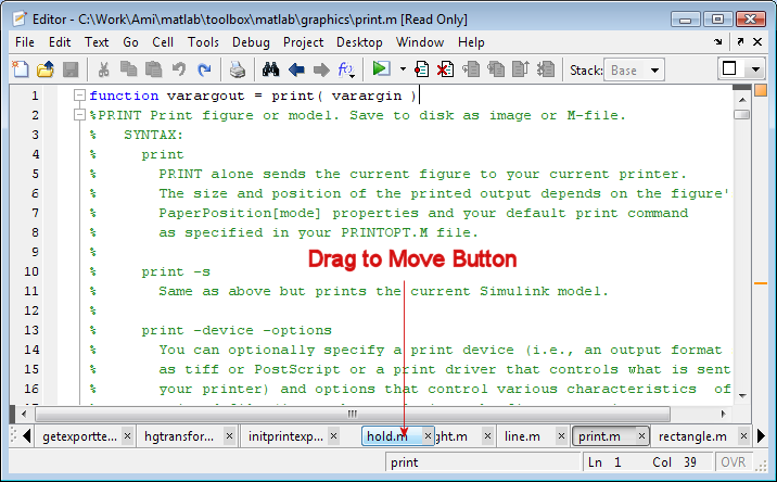 Moving a Button on the Document Bar