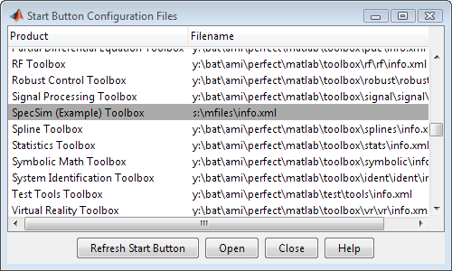 Start Button Configuration Dialog