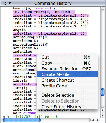 History Create M file