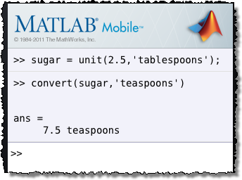 MATLAB Mobile convert units with file exchange