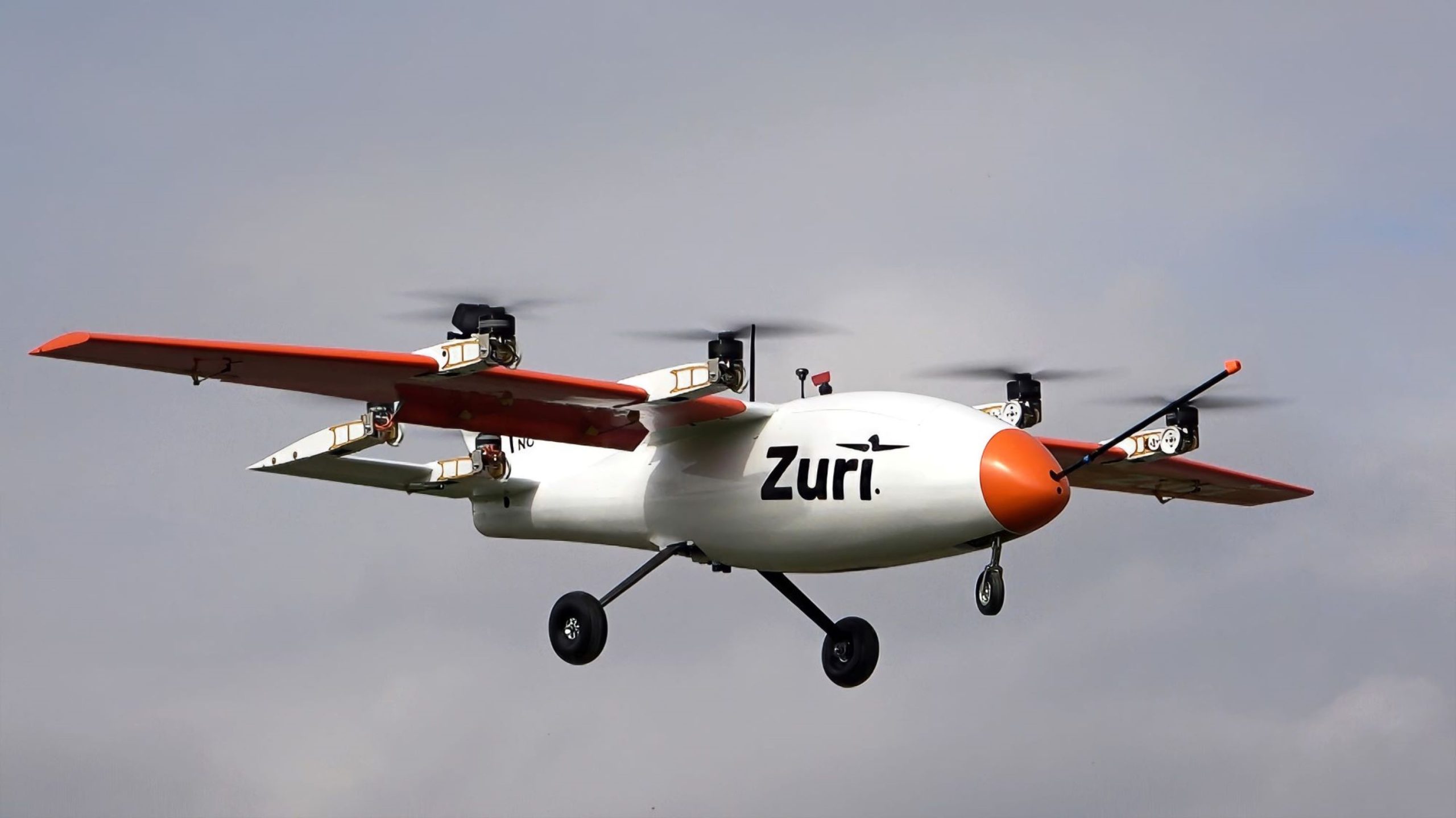 A Zuri VTOL model flies through the air. (Image courtesy of Zuri).