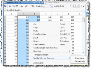 Variable Editor Sorting/Transpose