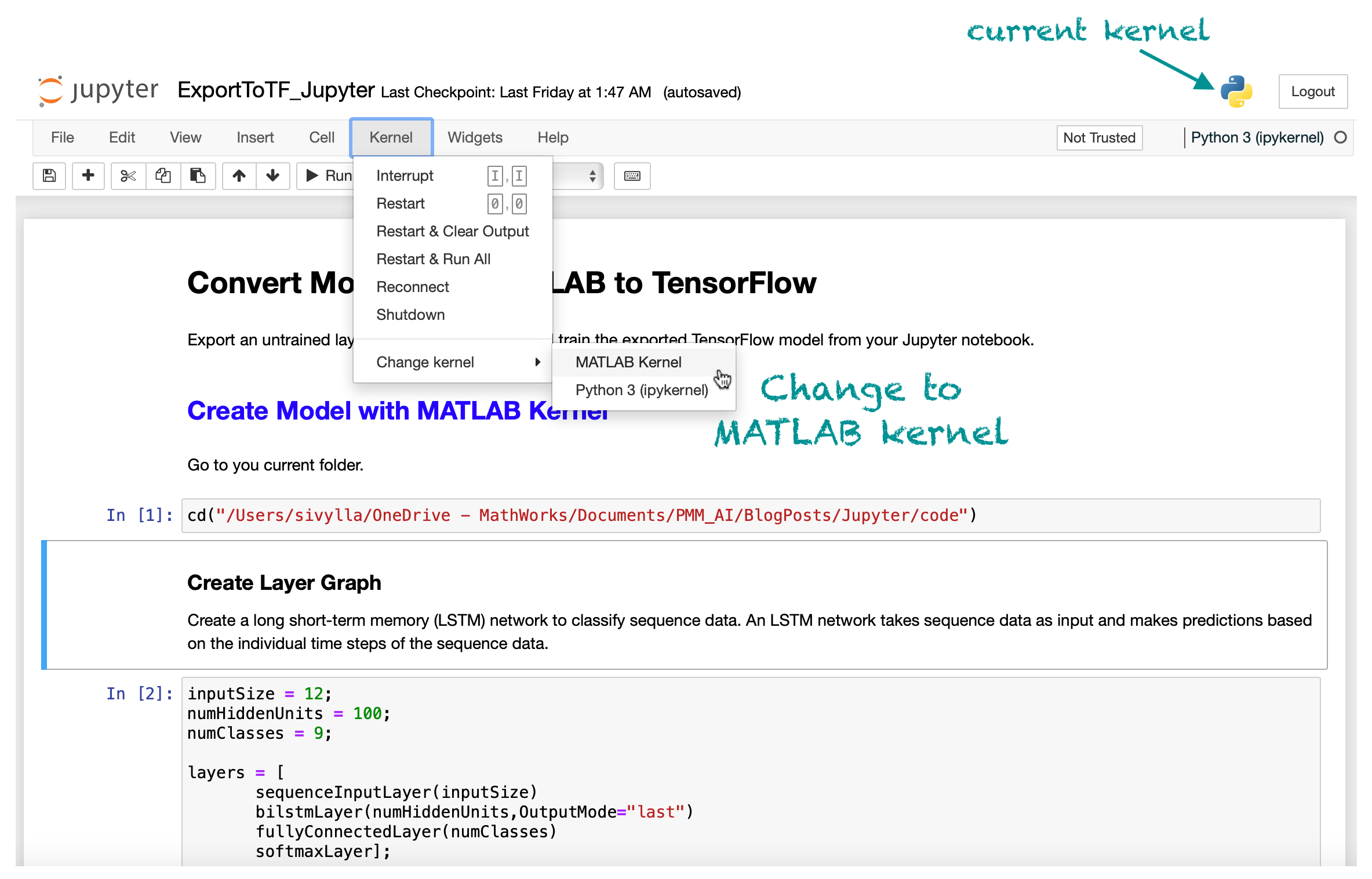 Change to MATLAB kernel.