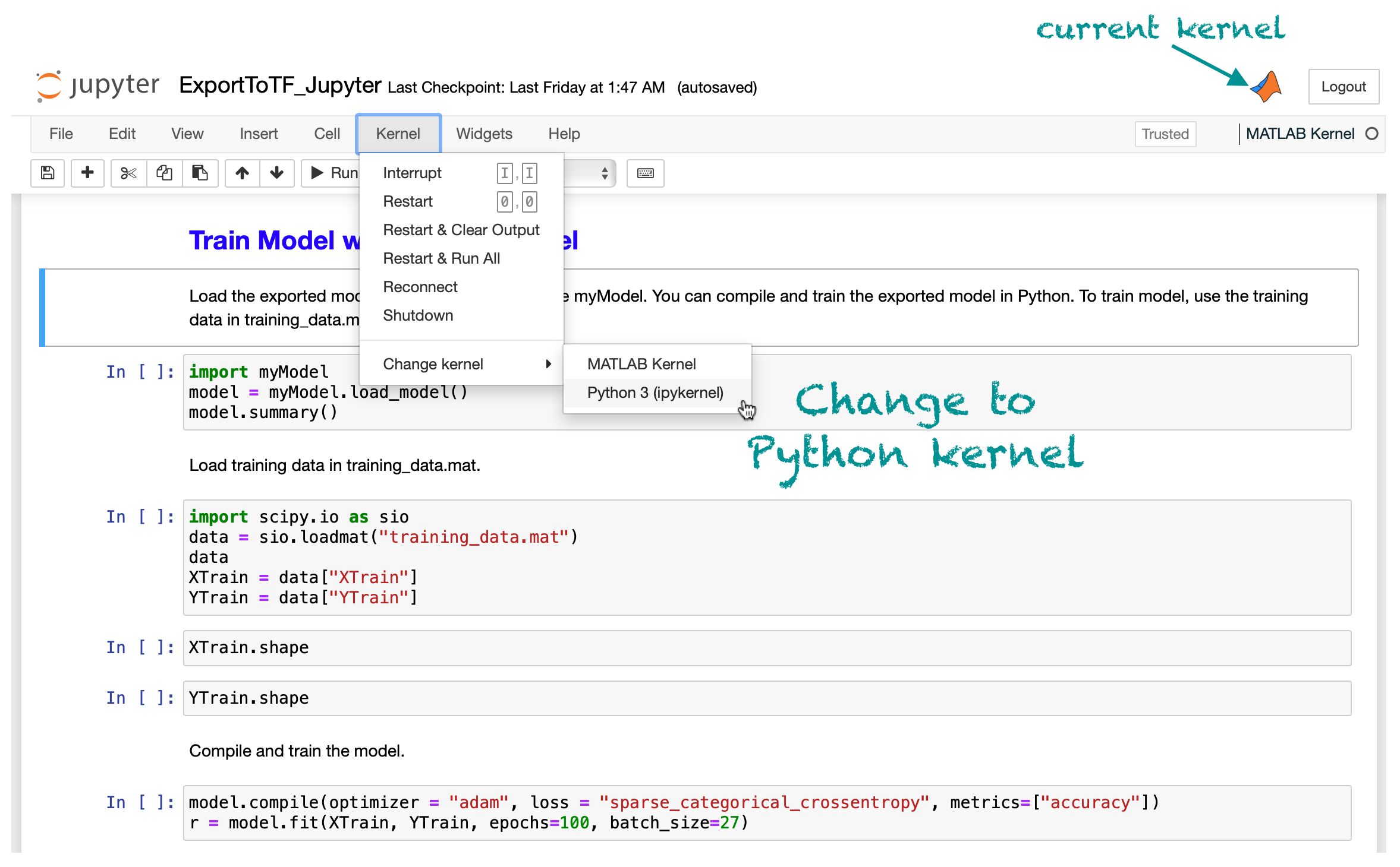 Change to Python kernel.