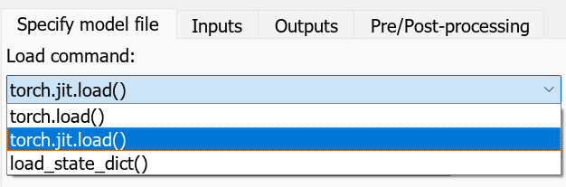 load command for PyTorch Model Predict block