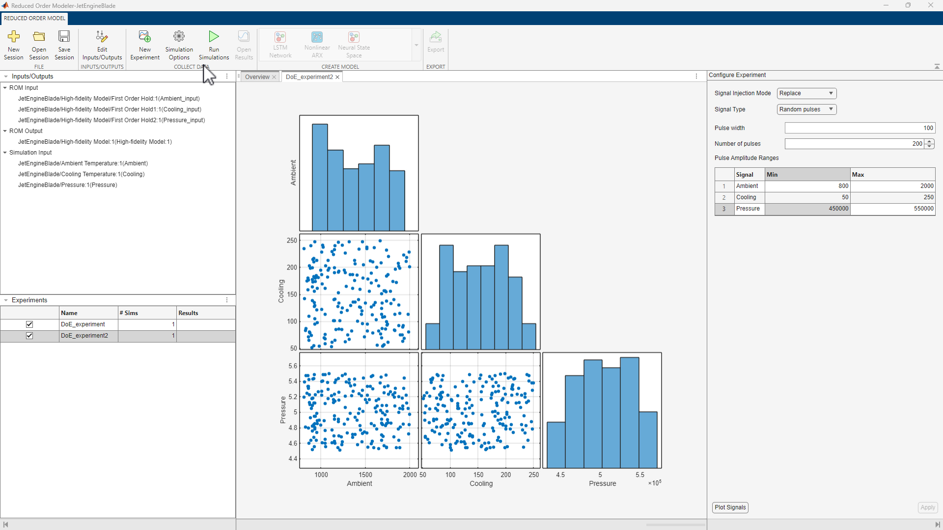 Designing experiments for the collecting ROM input and output data