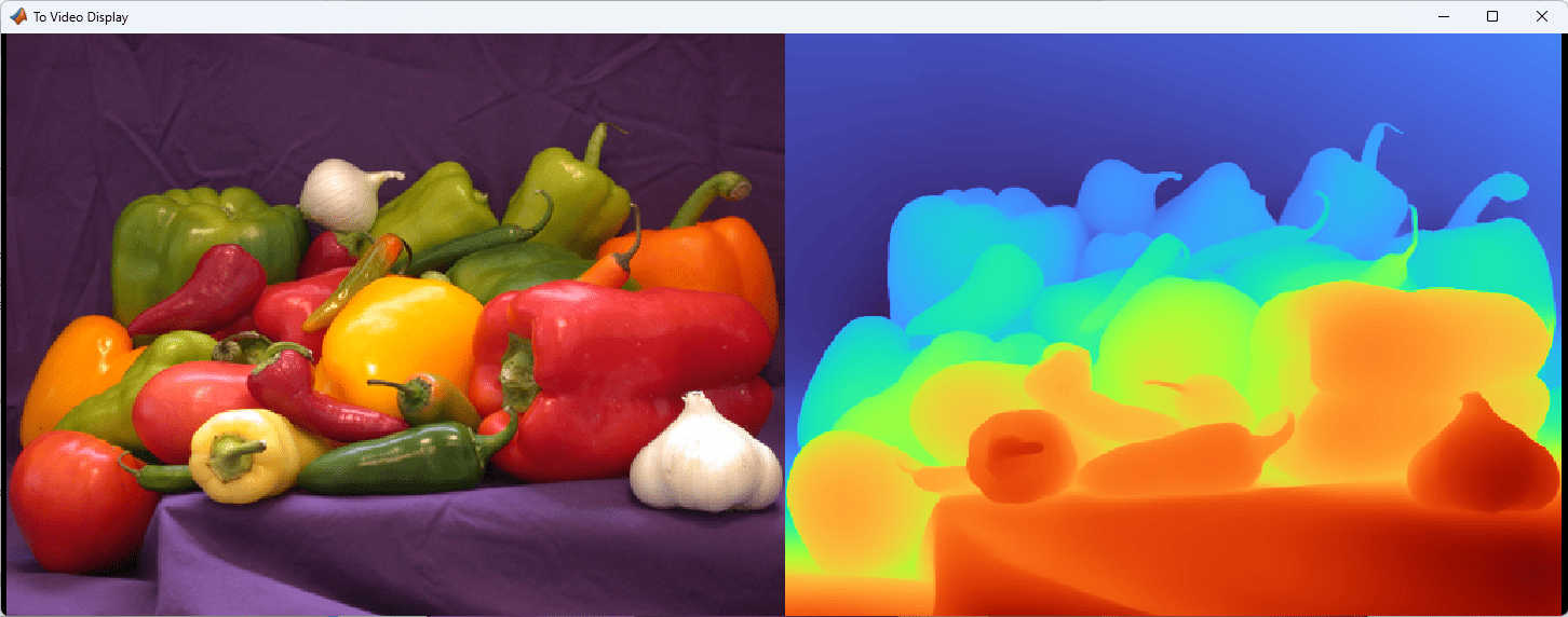 Monocular depth estimation example showing original image and depth map side by side