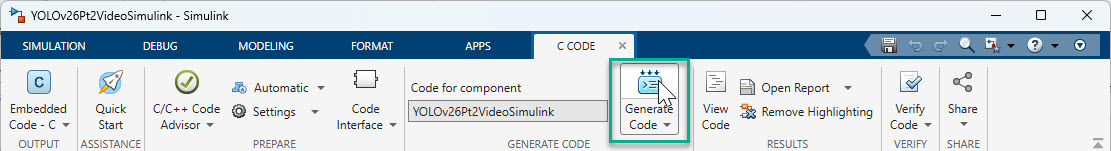 Generating CUDA code from Simulink with GPU Coder