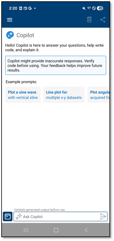 Less Typing, More Creating: MATLAB Copilot Comes to Your Android Phone