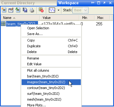 Workspace selecting Imagesc
