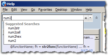 Search Suggestions in the MATLAB Help Browser