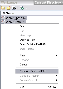 Current Directory file selection context menu