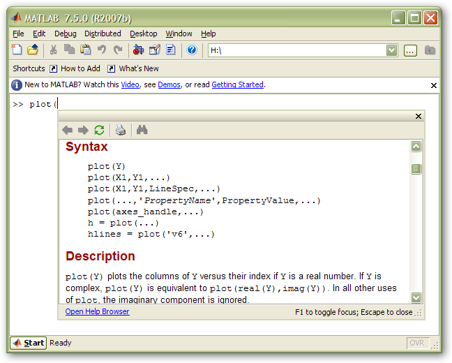 matlab help series