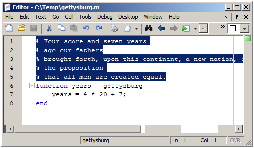 multiline matlab comment