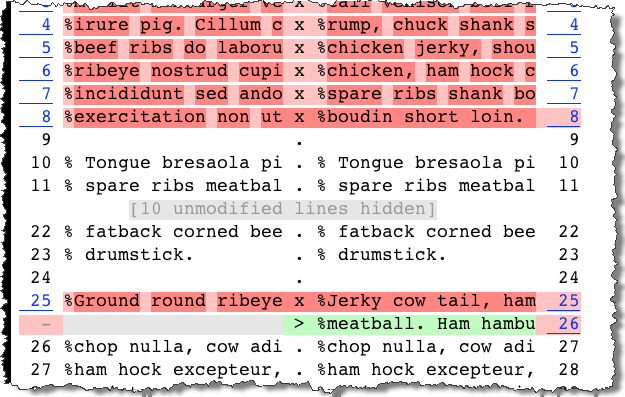 Hiding lines in a text file compare