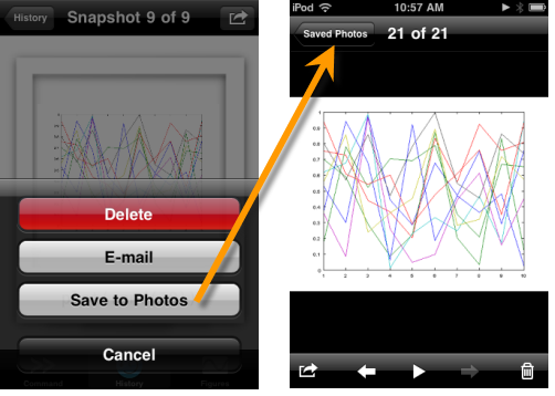 Save to Photos from MATLAB Mobile