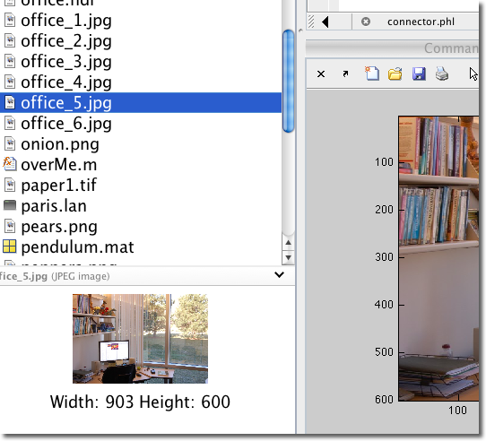 MATLAB's Image Preview feature in the Current Folder Browser