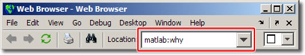 MATLAB Web Browser with matlab:why in location bar