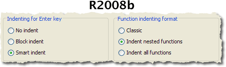 R2008b editor indenting options