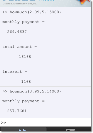 Output of the howmuch function