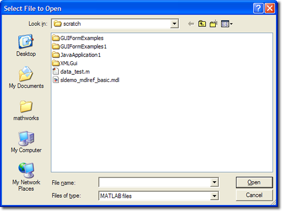 uigefile dialog on Windows