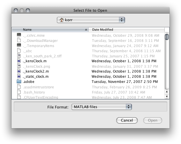 uigefile dialog on Macintosh