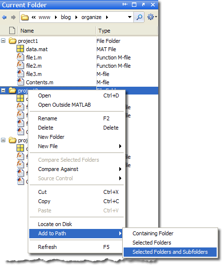 Add with subfolders on Current Folder browser context menu