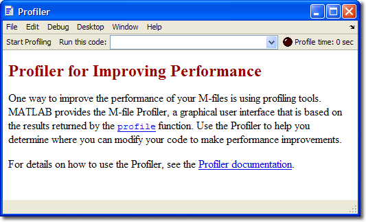 MATLAB Profiler