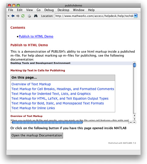 comment in matlab publish