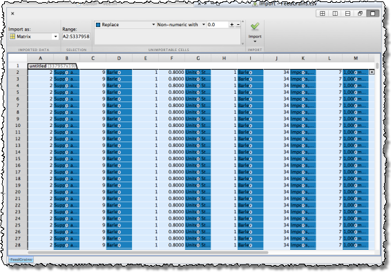 Importing a spreadsheet