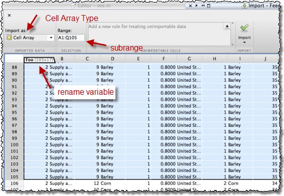 Importing a spreadsheet