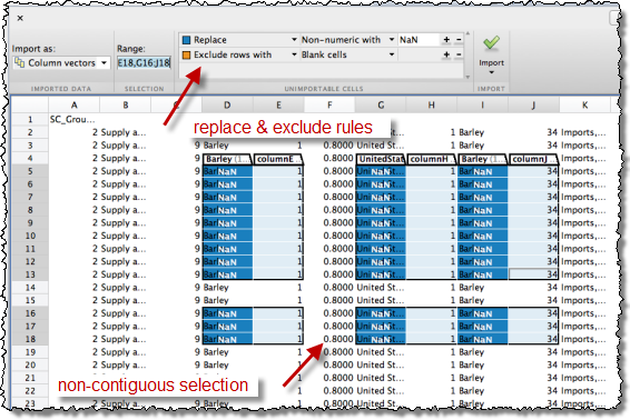 Importing a spreadsheet