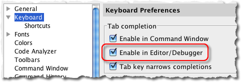 Tab Completion Preference