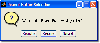 questdlg for peanut butters