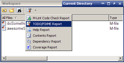 TODO/FIXME report in Directory Reports drop-down