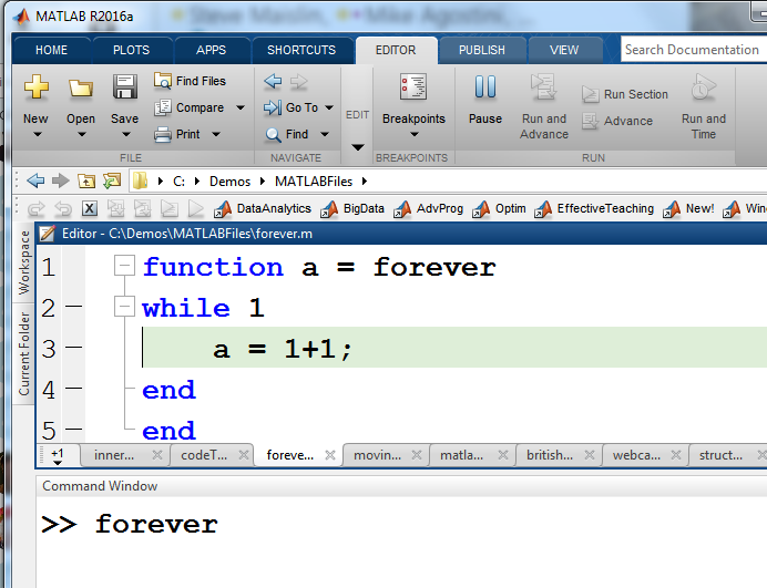 disable section mode matlab r2013a