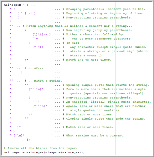 matlab comment seperating