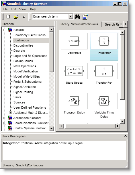 Simulink R2008a all-platform Library Browser