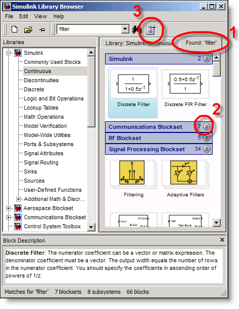 Simulink R2008a Library Browser Search Feature