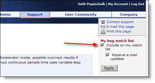 How to add a bug report to your watch list