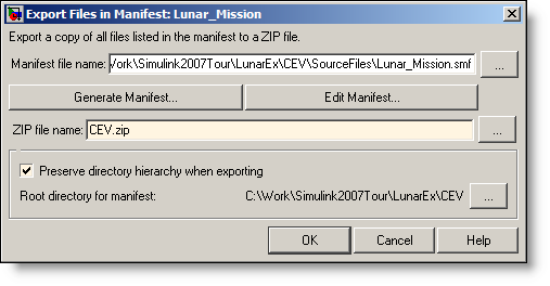 Export manifest to a zip file