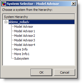 Select the system you are going to analyze with Model Advisor