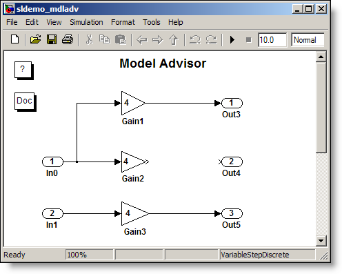 The Simulink demo model sldemo_mdladv.mdl