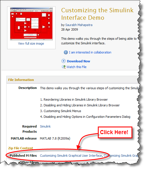 Customizing the Simulink Interface Demo on the MATLAB Central File Exhcange