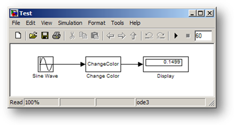 Simulink test model to show the S-function working.