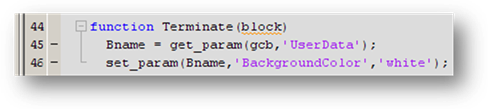 Terminate function that sets the block back to white background.