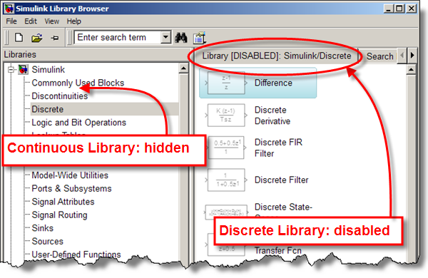 Hidden libraries and disabled libraries in Simulink