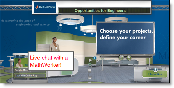 Chat with MathWorkers in virtual conference booths.