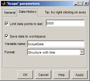 Simulink Scope parameters