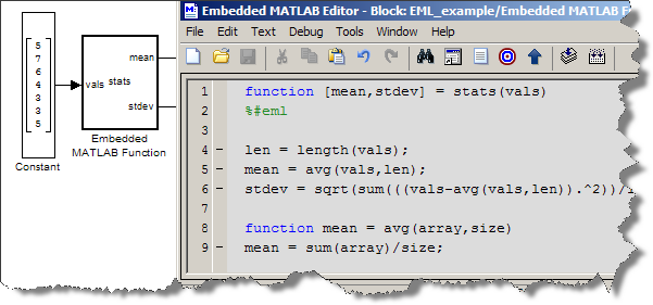 Embedded MATLAB Function block